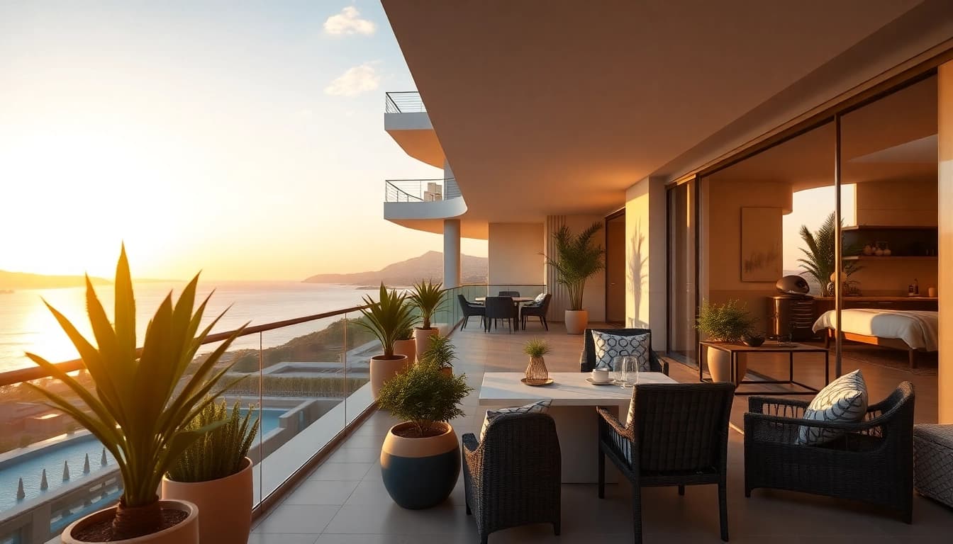 Buy property in Alanya with this beautiful Mediterranean apartment view.