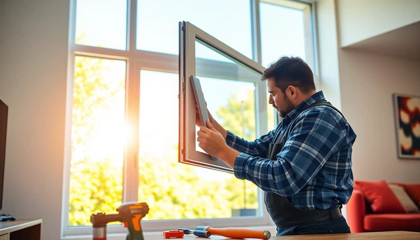 Ensure effective window installation with a skilled technician expertly positioning a new energy-efficient window.