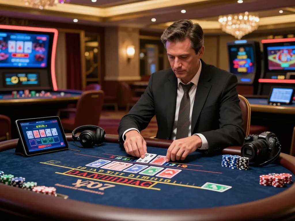 Player engaged in online baccarat game, highlighting the excitement of 바카라사이트 in a luxurious virtual casino.