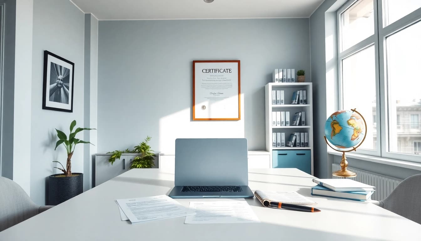 Espace de travail d'un traducteur certifié à Marseille, présentant des services de traduction juridique professionnels.