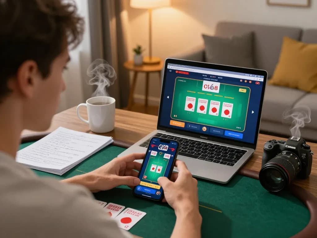 C168 poker player contemplating a crucial decision during an online game.