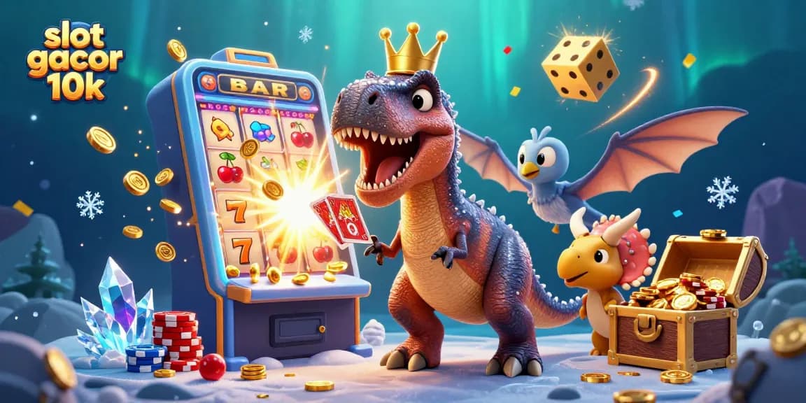 Experience exhilarating wins with slot gacor 10k in this dynamic casino-themed illustration.