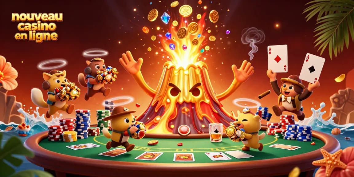 Profitez des jeux sur un nouveau casino en ligne avec un volcan doré et des trésors éclatants.