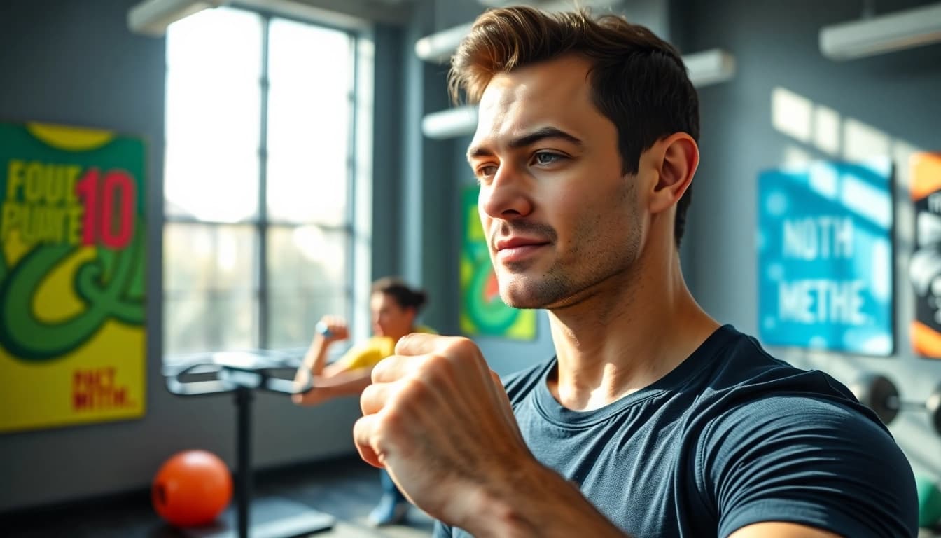 Showcasing a Smart Health Ring worn by an active model in a gym setting.