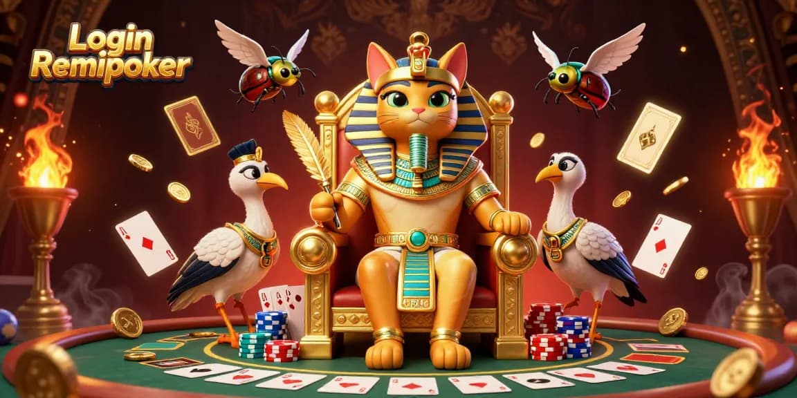 Experience the thrill of Login Remipoker with this vibrant 3D illustration featuring poker elements and a royal theme.