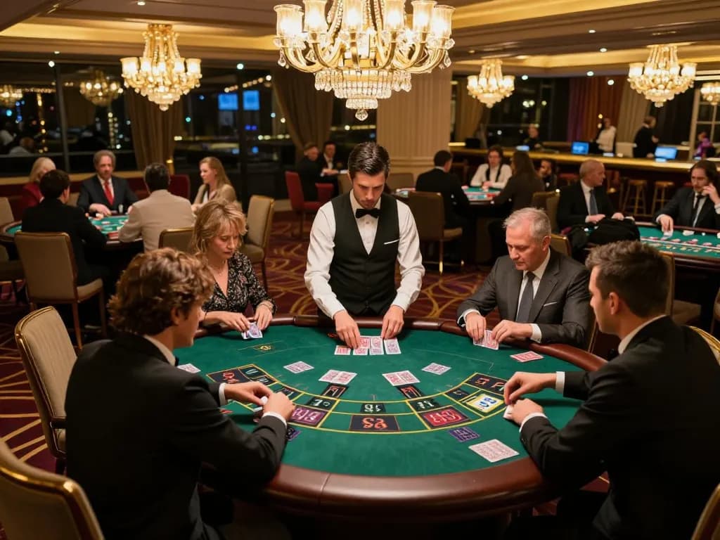 Players engaged in intense gameplay at the w 88 baccarat table in a luxury casino setting