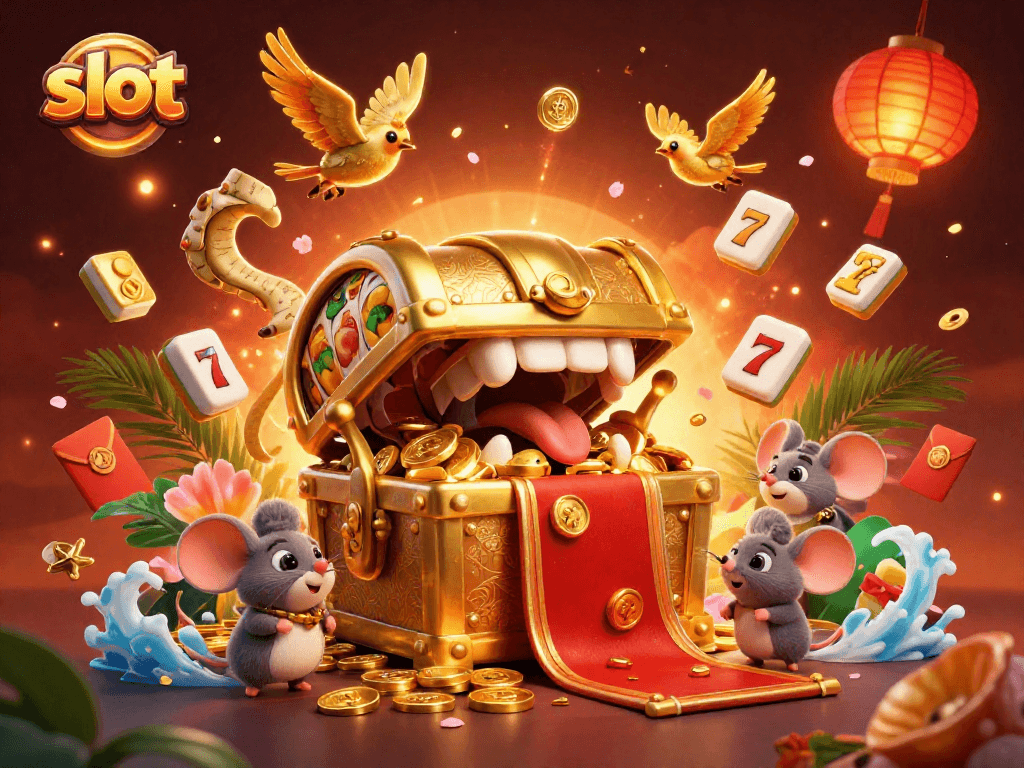 Slot yang menggiurkan terlihat dalam ilustrasi 3D penuh warna dan detail.