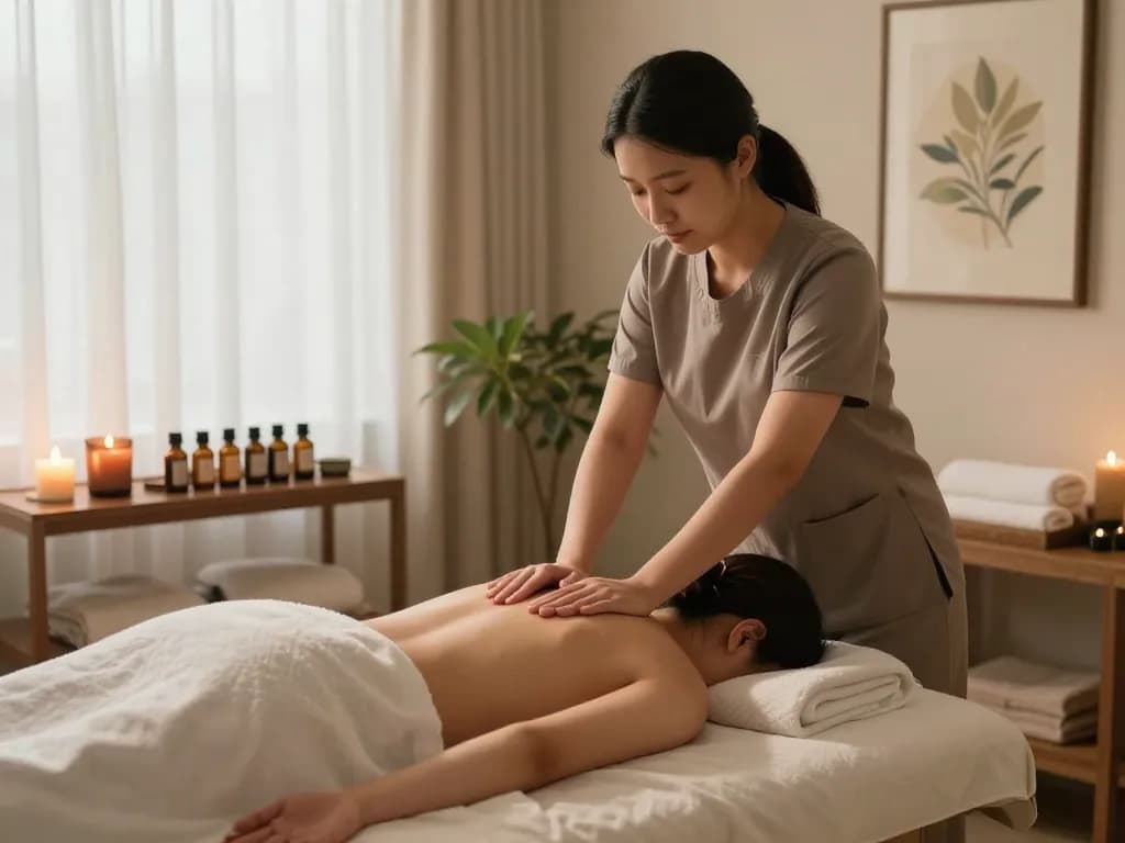 Experience a calming 마포스웨디시 massage in a soothing therapy room with serene ambiance.
