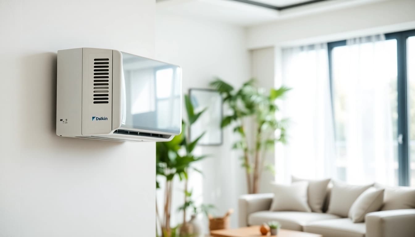 Installing a Daikin mini split ac system in a stylish home environment.