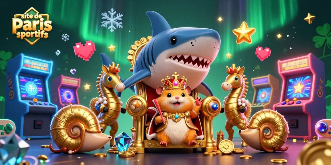 Découvrez le monde des paris sportifs avec ce roi hamster entouré d'éléments de casino et de jeu.