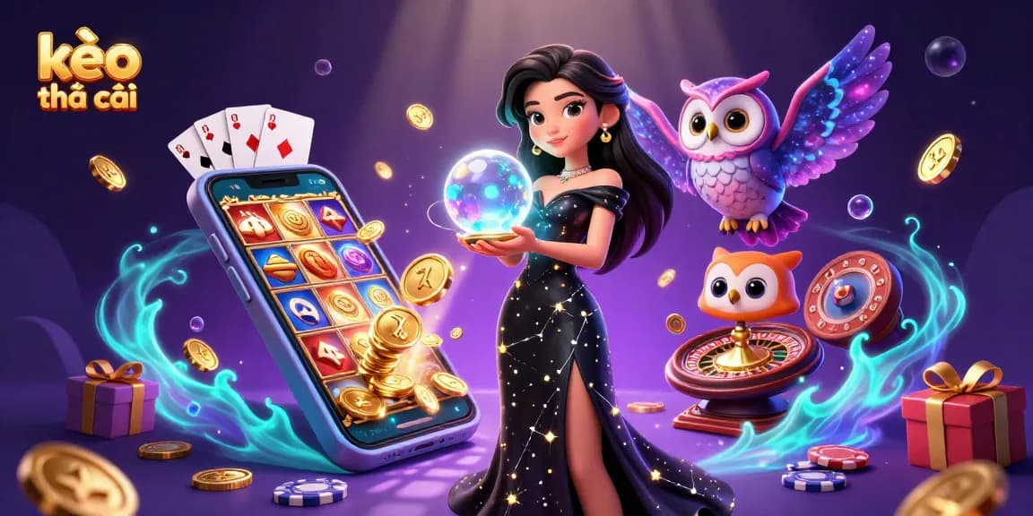 Engage in the thrilling world of kèo nhà cái with detailed 3D illustration of mystical betting elements and characters.