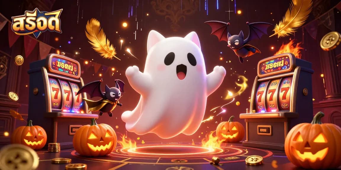 Experience thrilling สล็อต adventures with a friendly ghost cat in a vibrant casino