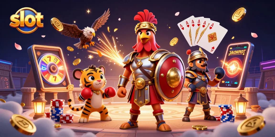 Experience thrilling slot action with sparkling gems, golden coins, and festive casino characters.