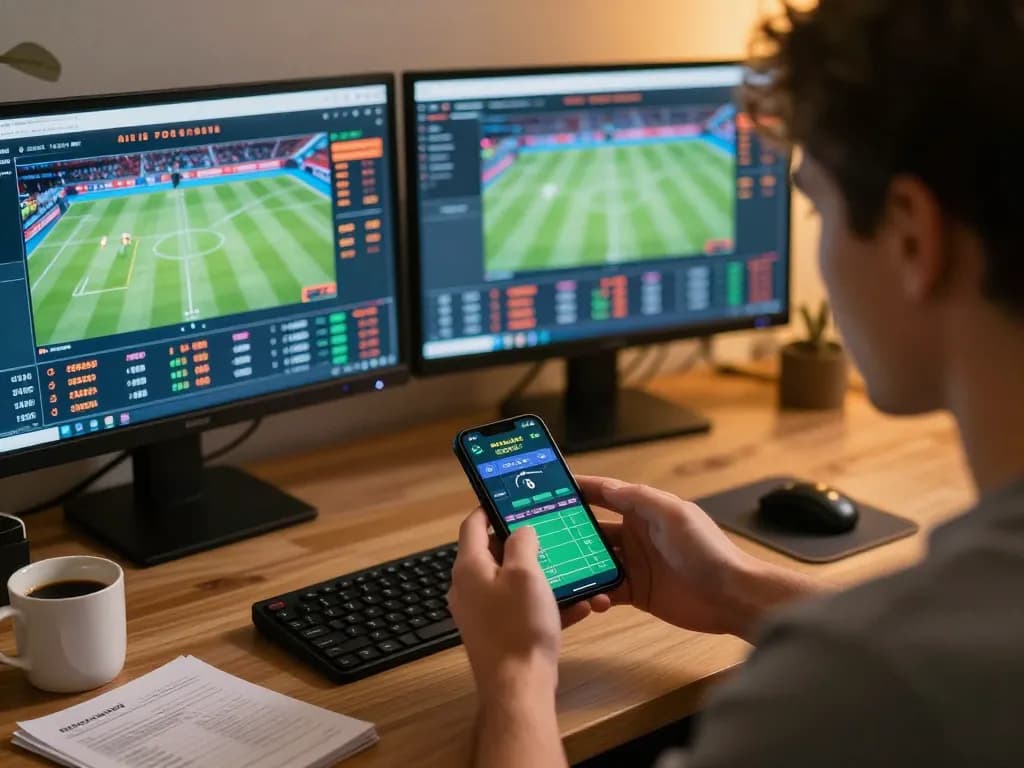 Engaging moment of sports betting on a smartphone at home, highlighting 789win strategies and features.