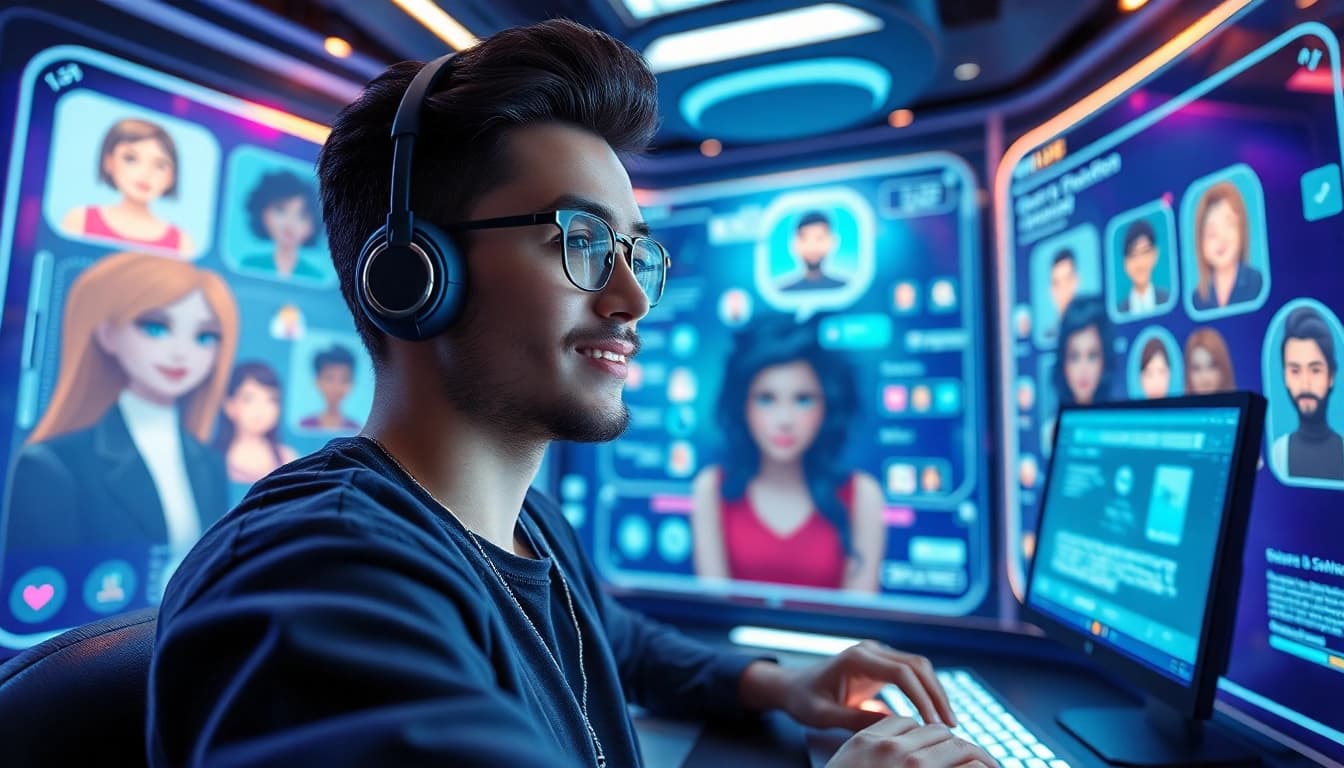 Interactive scene showcasing a user engaging with free NSFW character AI in a digital chat interface.