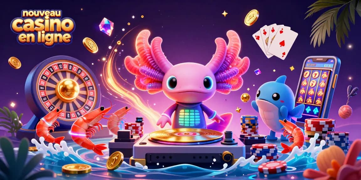 Plongez dans un nouveau casino en ligne avec un DJ axolotl vibrant, des pièces d'or et des jeux captivants.