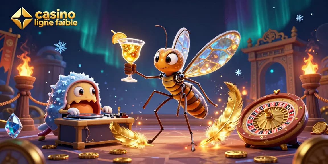 Jouez au casino en ligne fiable avec des personnages animés dans une scène colorée.