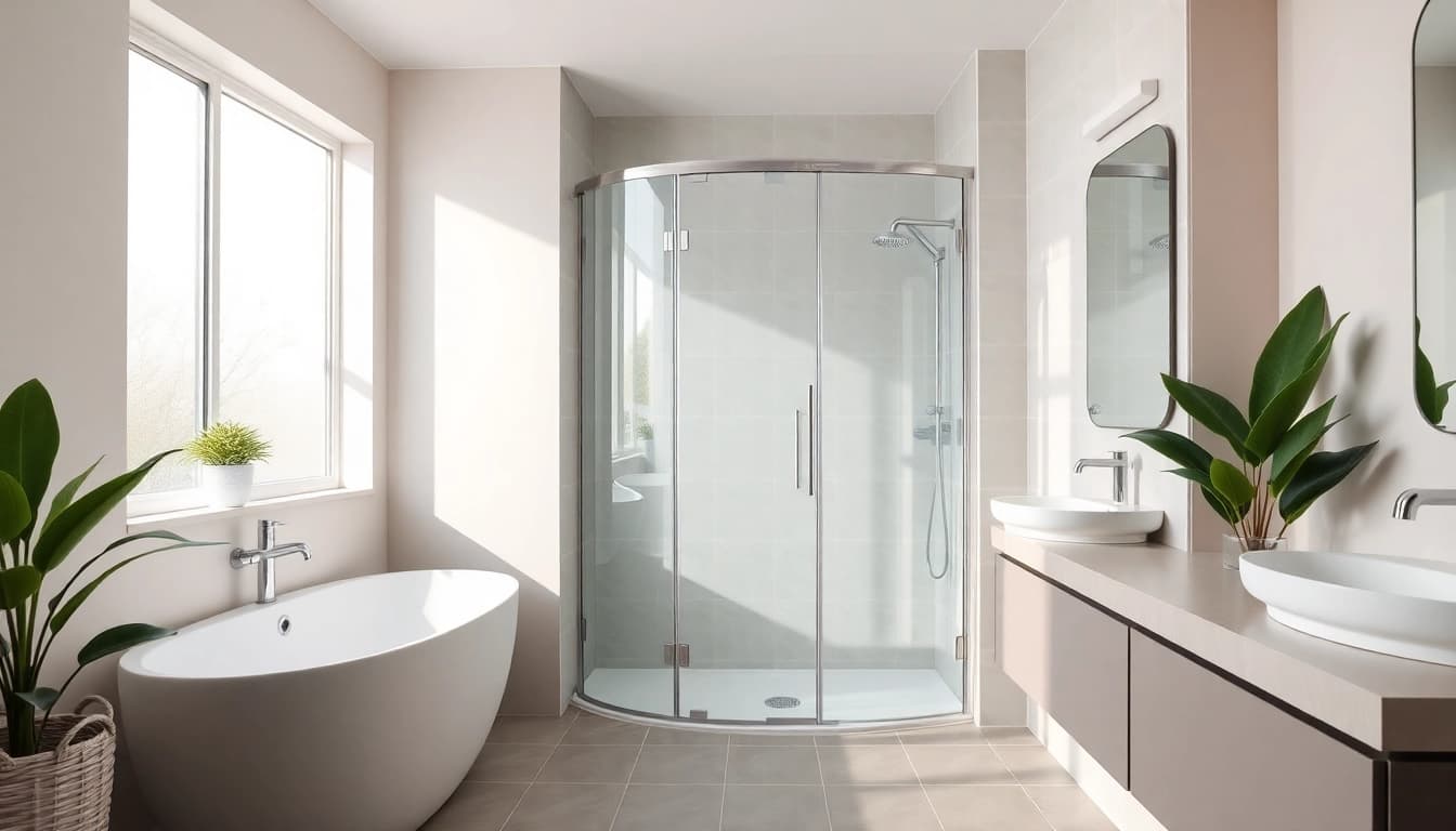 Experience elegant showers Australia with modern design elements in a serene bathroom space.