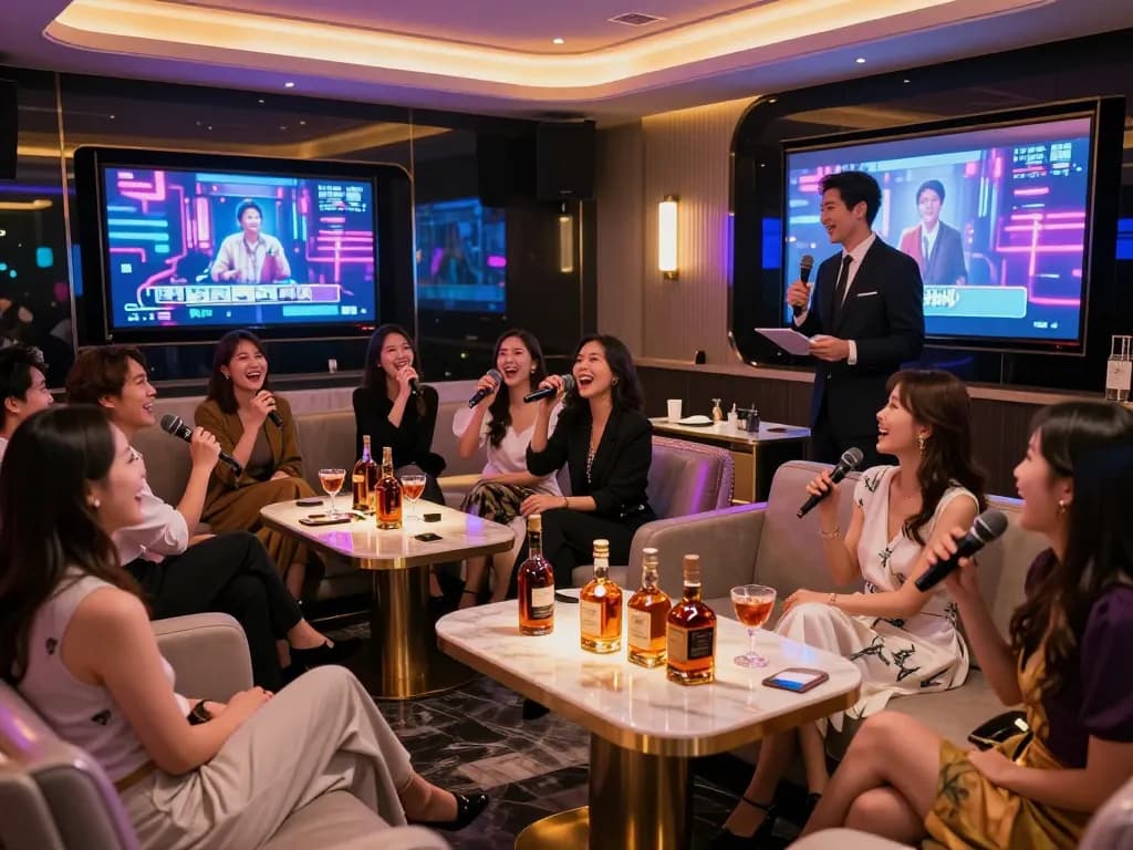 Guests enjoy luxury karaoke service at gangnamtune.com with vibrant atmosphere and exceptional service.
