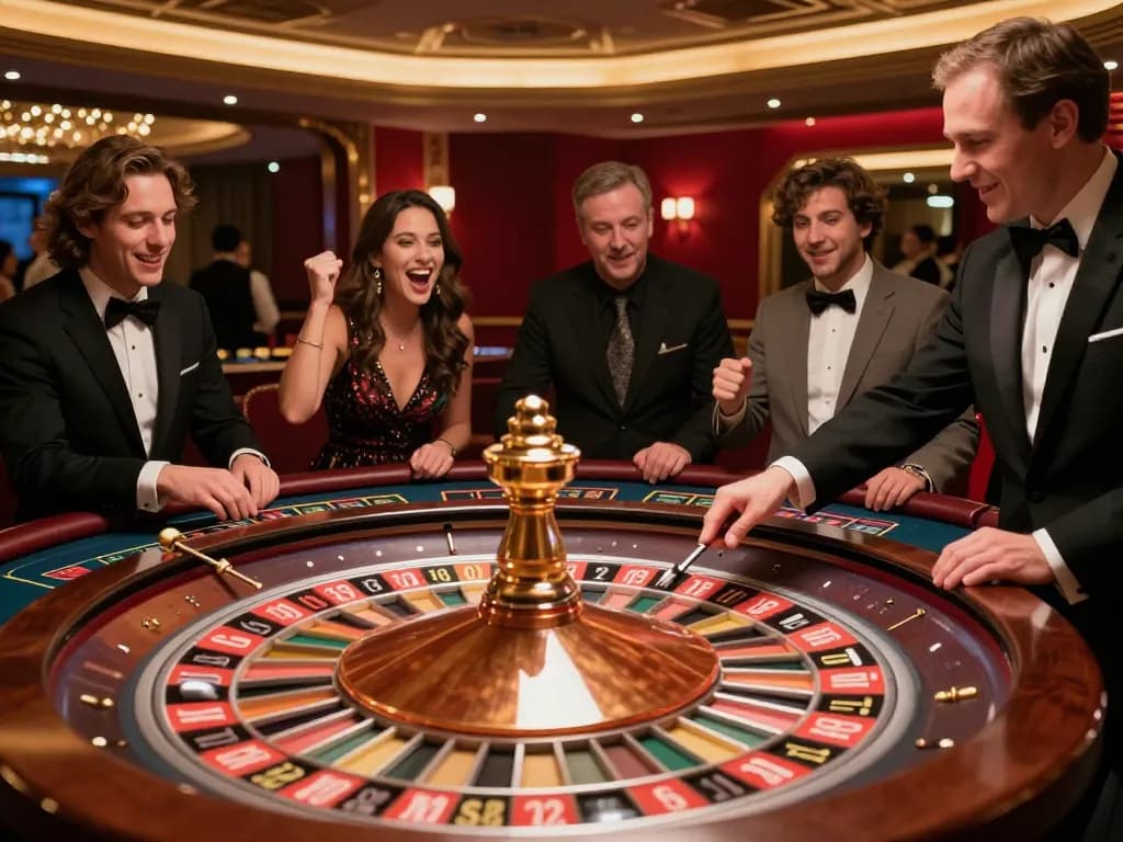 S666 players engaging in an exciting roulette game at an upscale casino