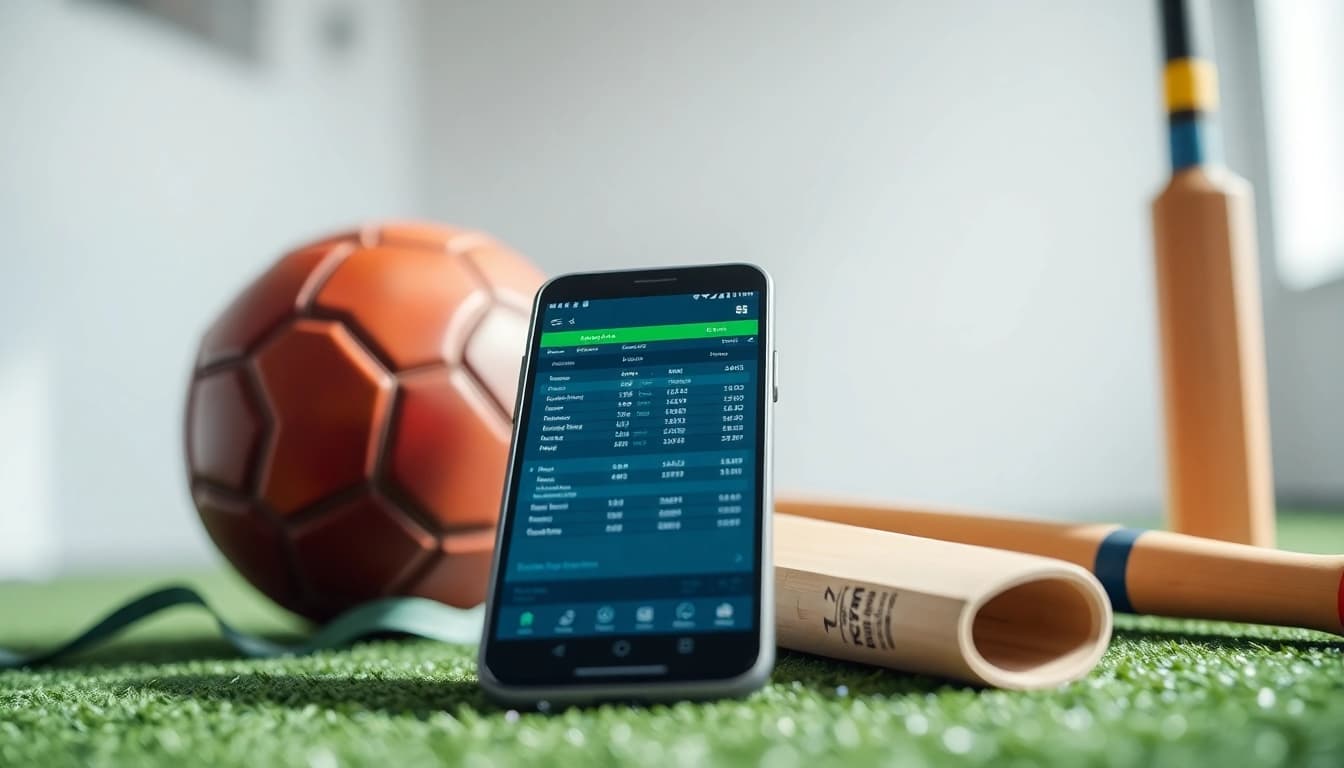Explore the best sports betting apps India through engaging smartphone interfaces and sports memorabilia.