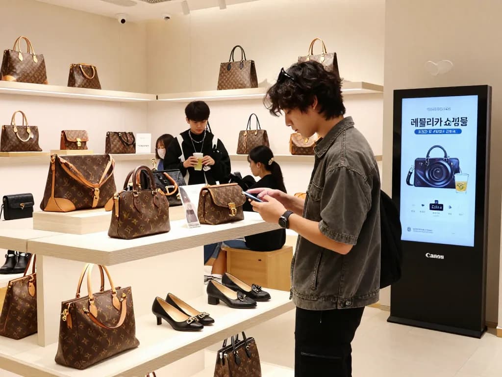 Engaging shopping experience at a 레플리카 쇼핑몰 featuring luxury replica items in a modern retail environment.
