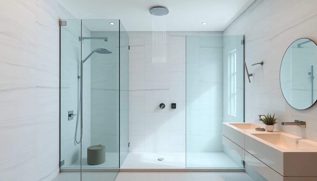 Transform your space with elegant showers au featured in a modern bathroom setup.