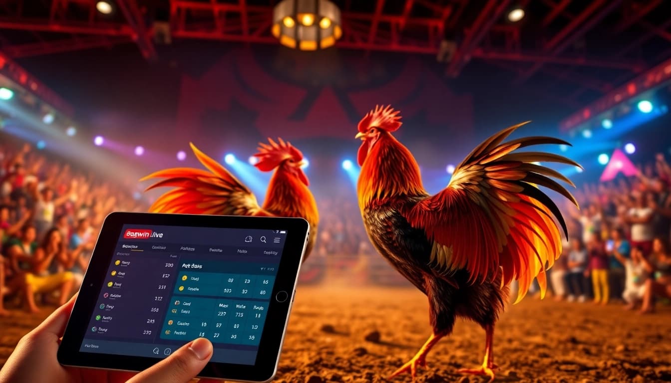 Live cockfighting action on dagawin.live, showcasing thrilling betting experience.