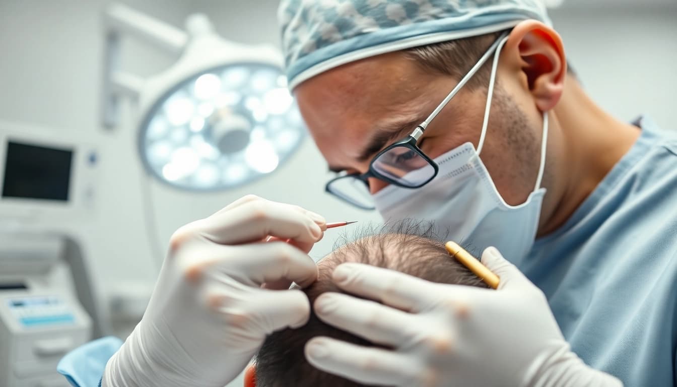 Patient receiving a hair transplant istanbul in a modern clinic, highlighting skilled surgical techniques.