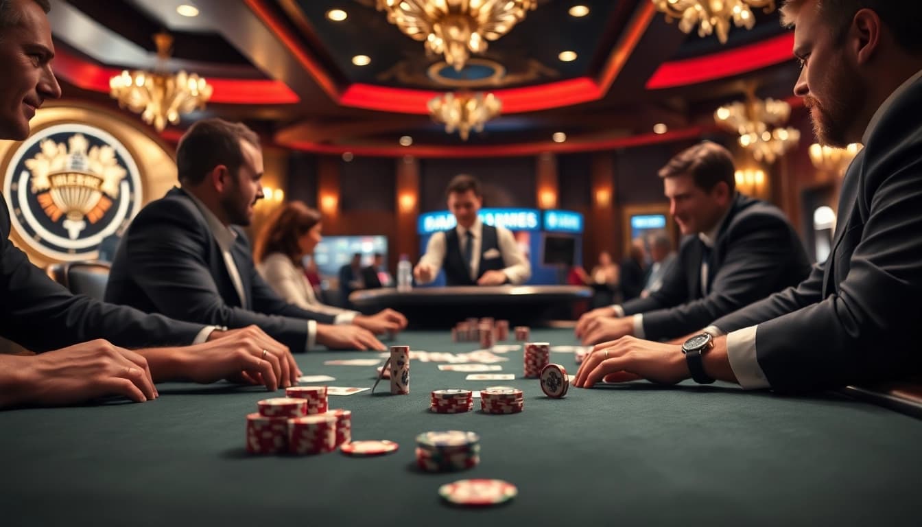Gambarkan para pemain di https://termokruzhka.com/blog/sovety-kak-vybrat-kachestvennyi-termos dengan kartu dan chip di meja poker.