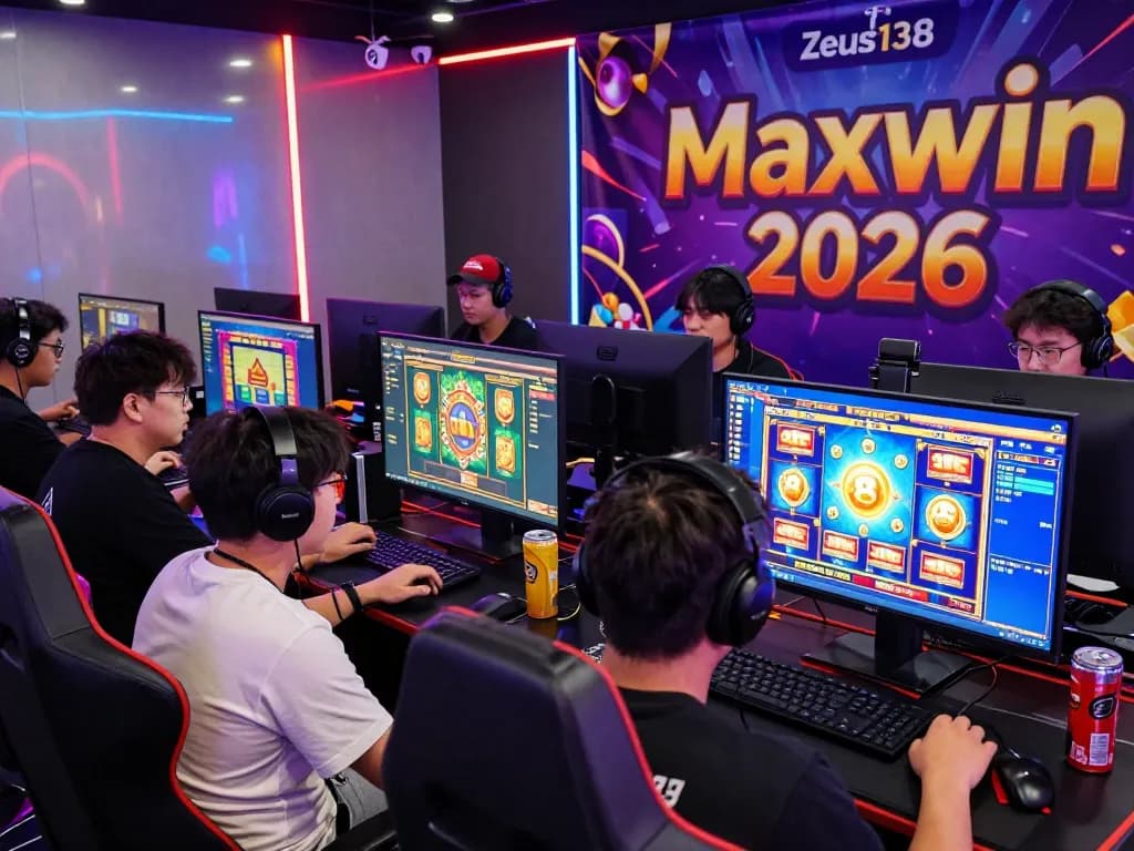 Players enjoying their gaming experience on Zeus138's popular slot platform with vibrant visuals and a dynamic atmosphere.