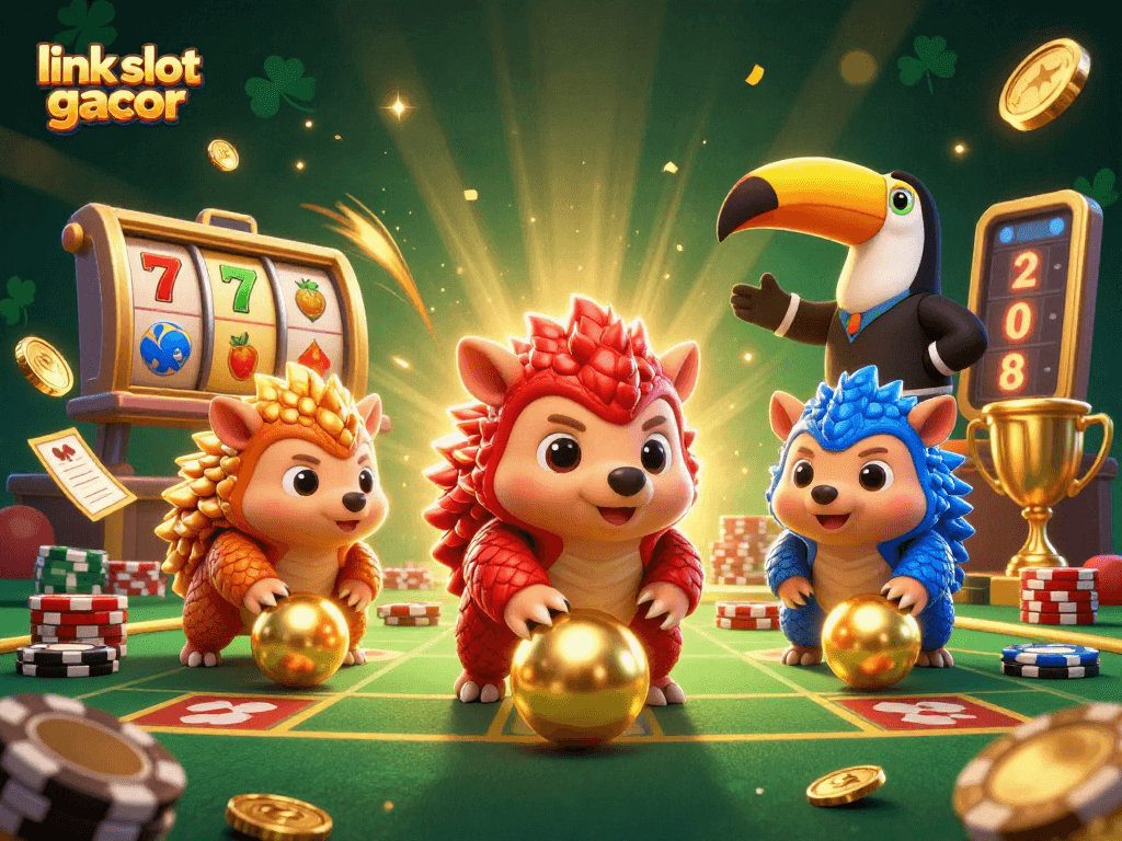 Experience the excitement of link slot gacor with rival pangolins in a vibrant casino scene.