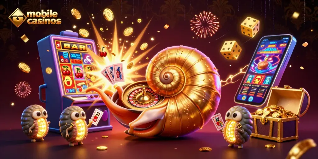 Engage in thrilling mobile casinos action with a vibrant 3D illustration showcasing games and excitement.