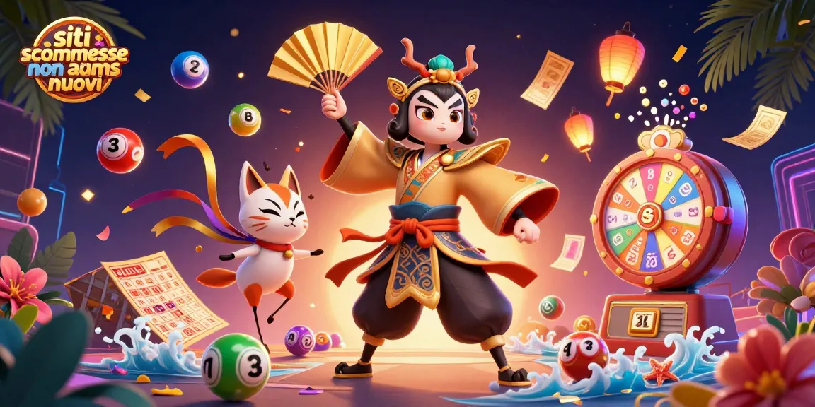 Illustrazione di siti scommesse non AAMS nuovi con un guerriero kabuki e palle della lotteria.