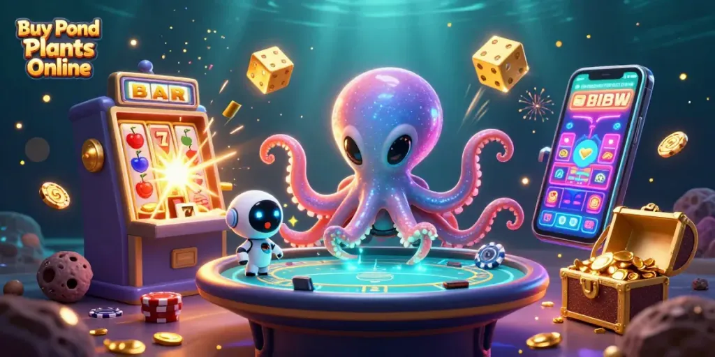 Buy Pond Plants Online at a vibrant virtual casino featuring 3D alien octopus and exciting gameplay.