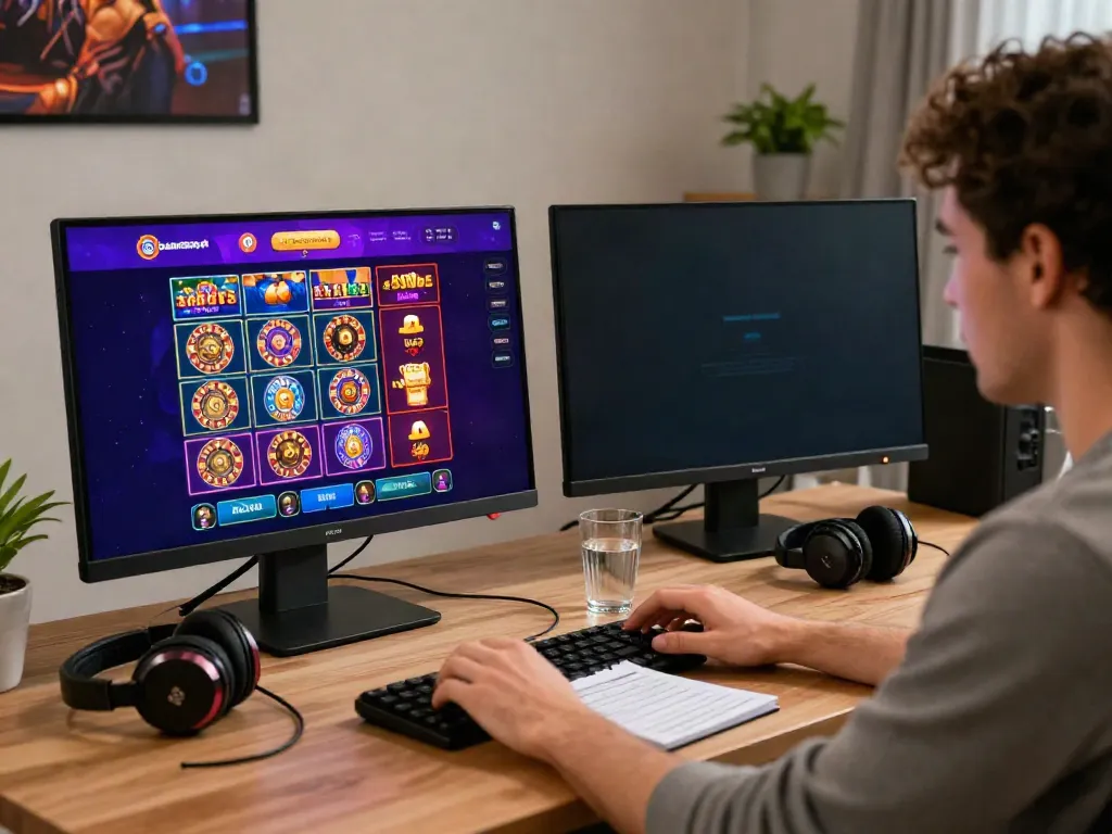 Player engaging with online casinos not on GamStop, highlighting vibrant gaming options.