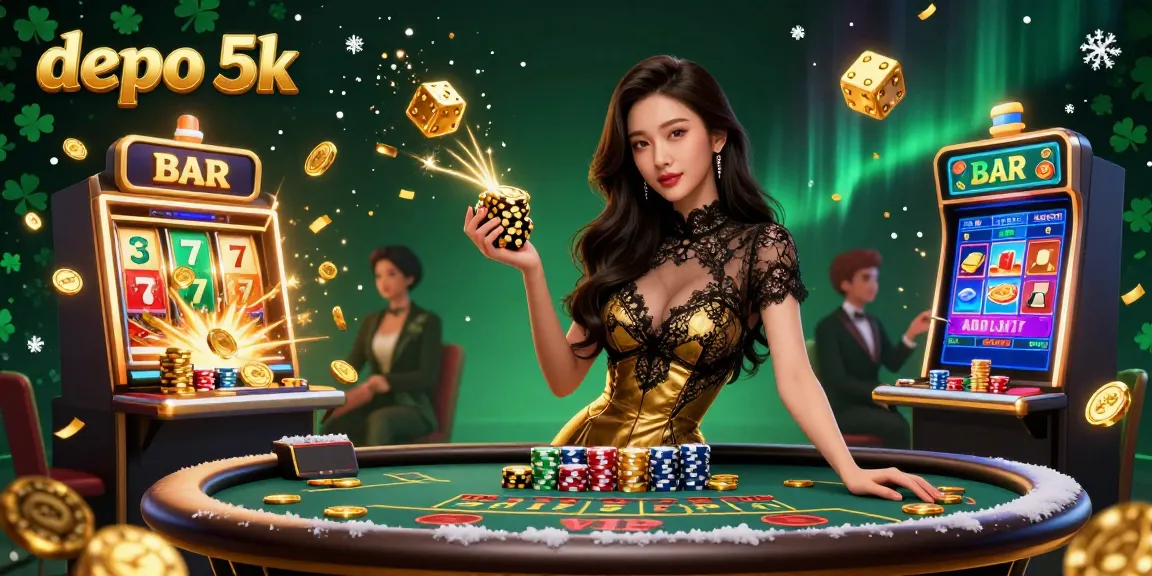 Play thrilling casino games with depo 5k in an enchanting VIP baccarat atmosphere surrounded by dynamic slot elements.