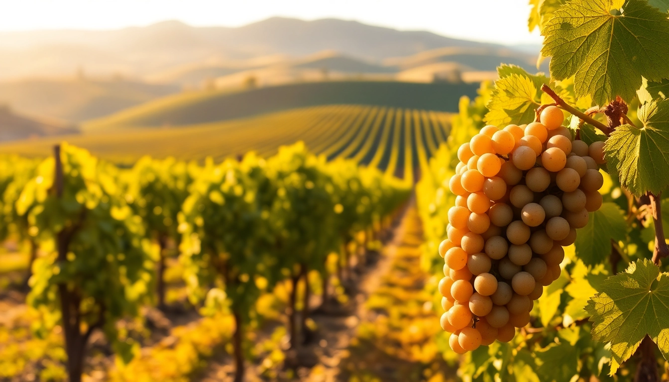 Grapes in the vibrant northern California wine country against scenic rolling hills.