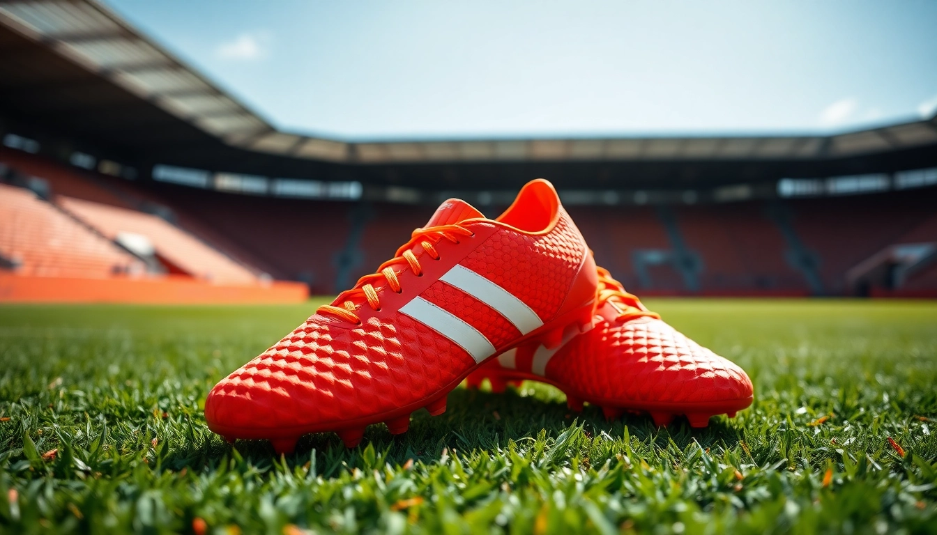 Mejorar el juego con los botines predator naranjas en el campo de fútbol.