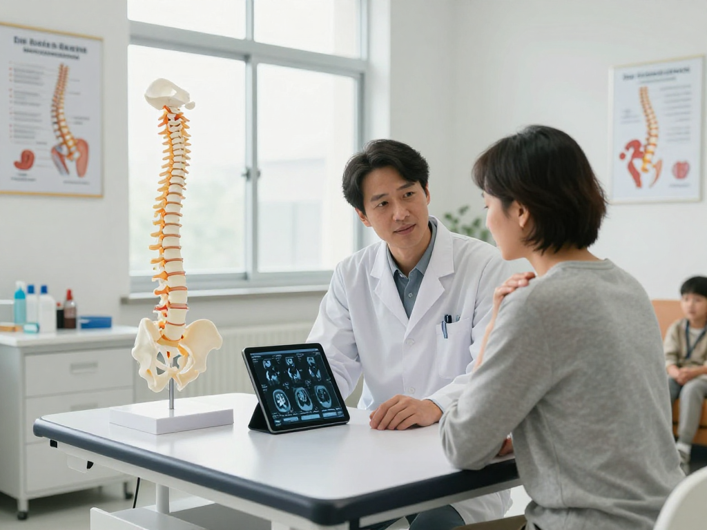 Comprehensive consultation on bel fıtığı ameliyatı with orthopedic specialist in a modern clinic.