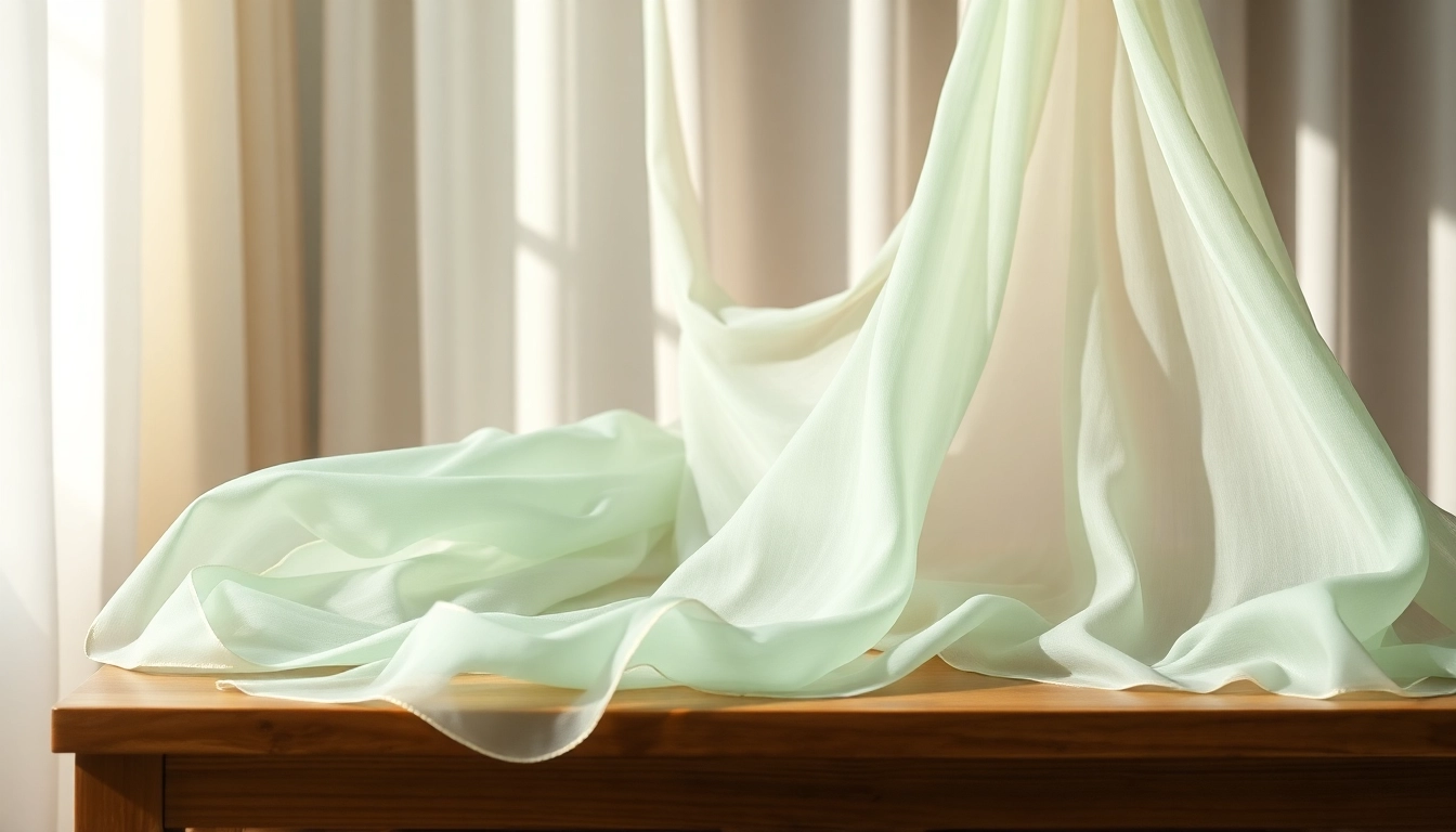 chiffon stof prachtig gedrapeerd met lichte pasteltinten en zachte textuur