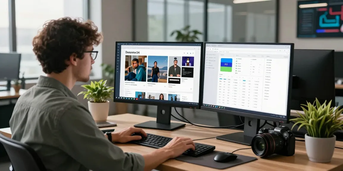 AI detector interface in a modern office, showcasing content moderation analytics.