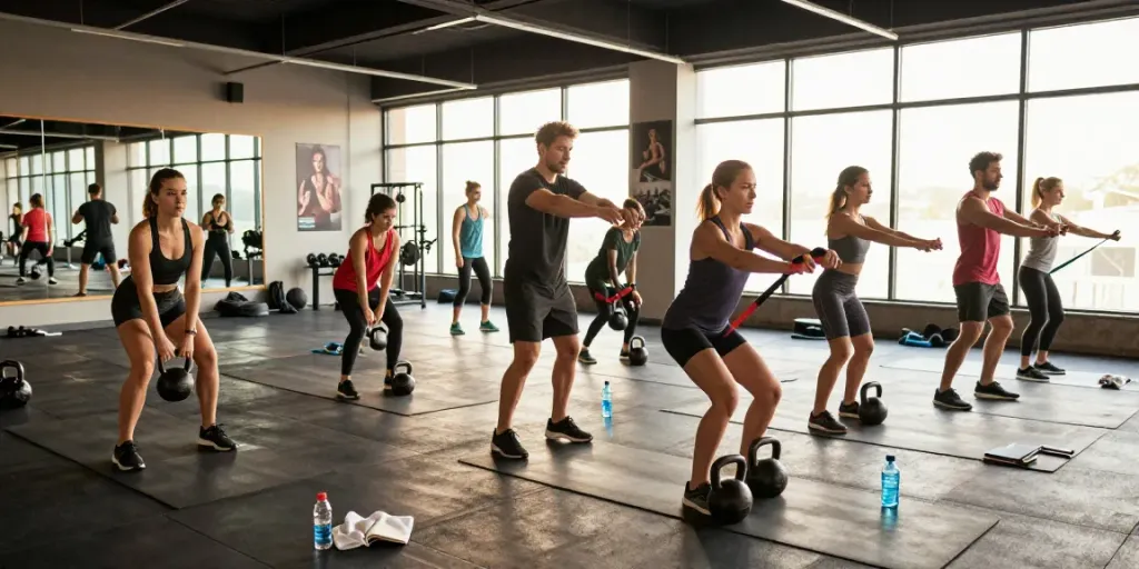 Energetic workout scene showcasing the use of steroidi online in fitness training for muscle growth.