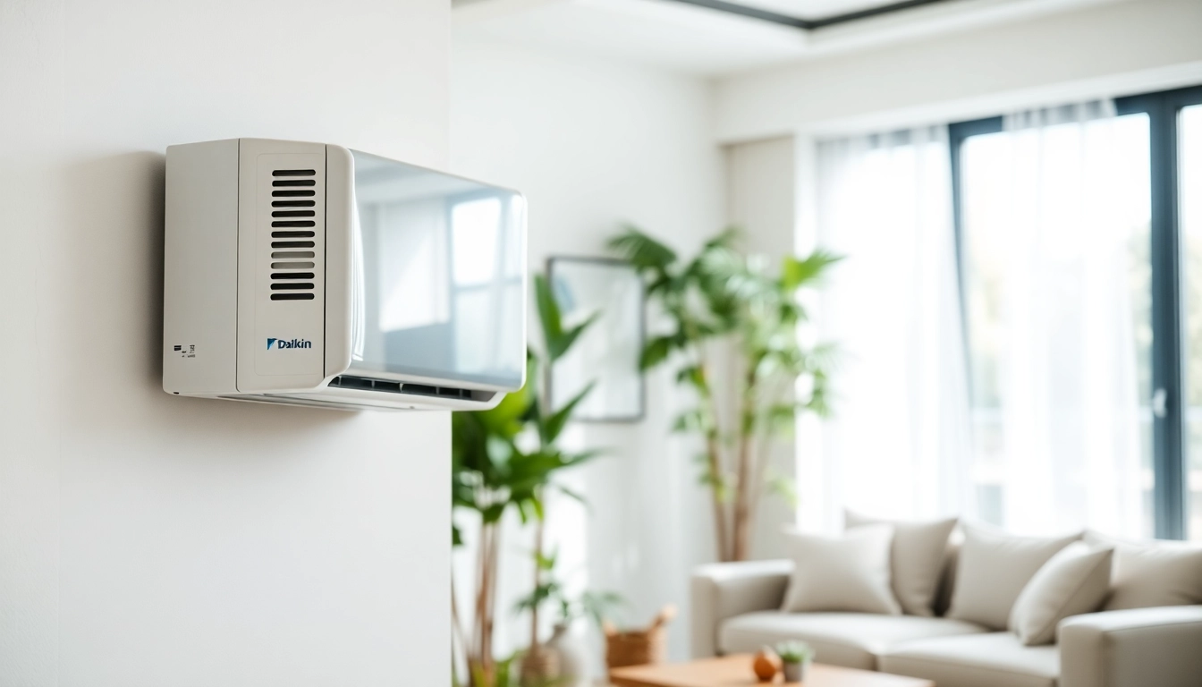 Installing a Daikin mini split ac system in a stylish home environment.