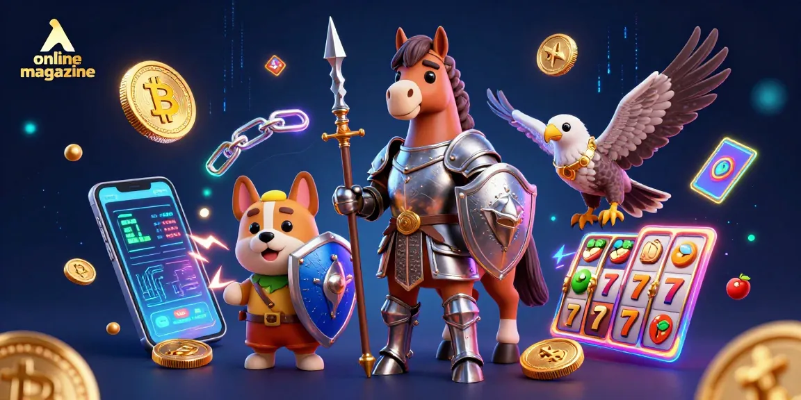 Experience thrilling action in this online magazine illustration with a knight and interactive gaming elements.