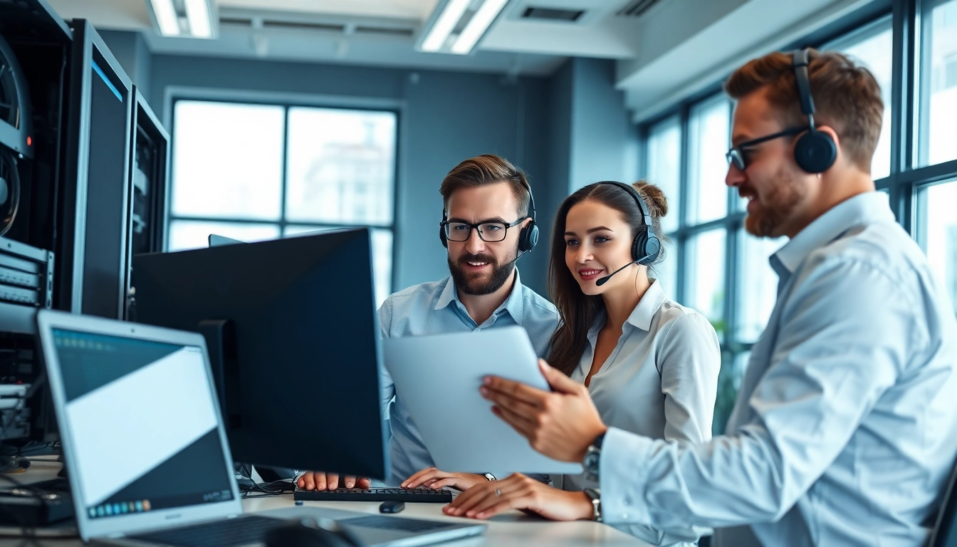 Managed IT services near me showcasing a professional IT support team in action.