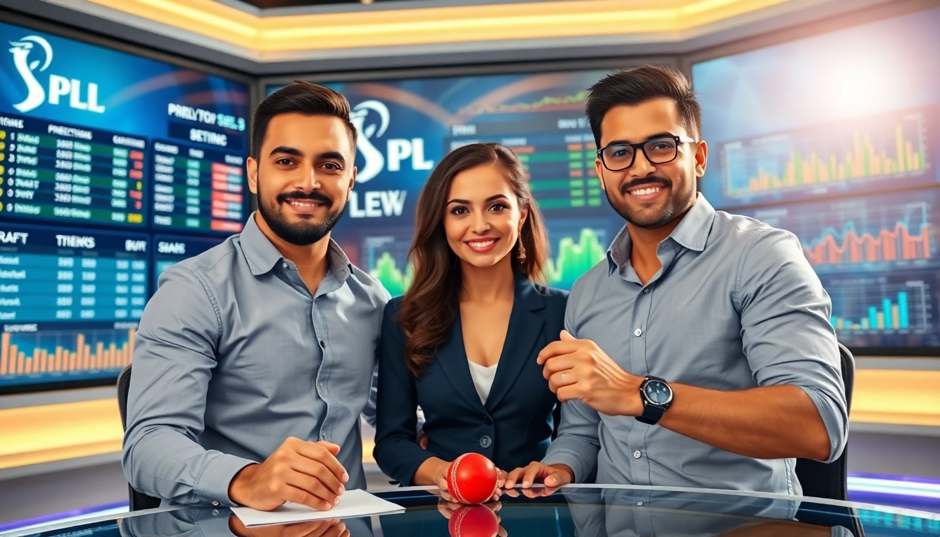 An engaging setting for ipl betting prediction today with analysts discussing predictions and stats.