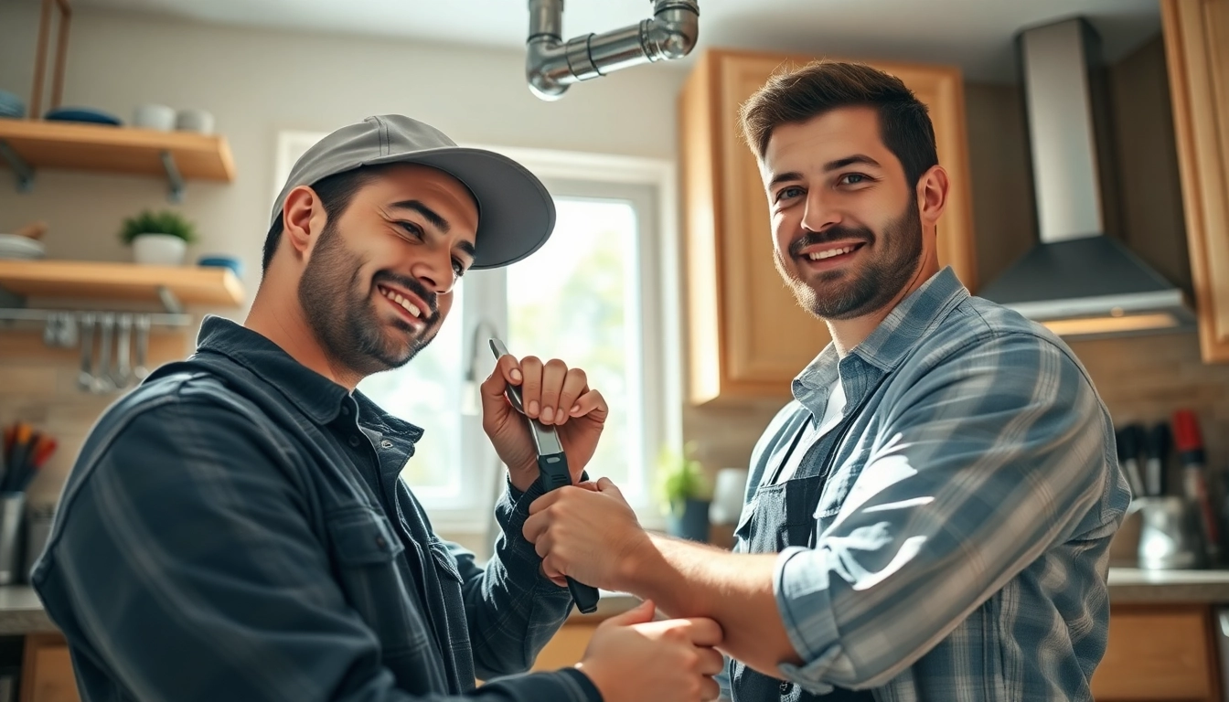 Find expert plumber near me fixing pipes in a bright kitchen