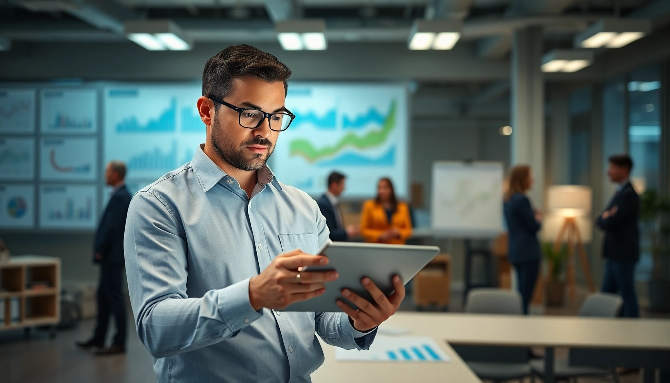 Supply chain insights analysis by a professional in a modern office setting with logistics data.