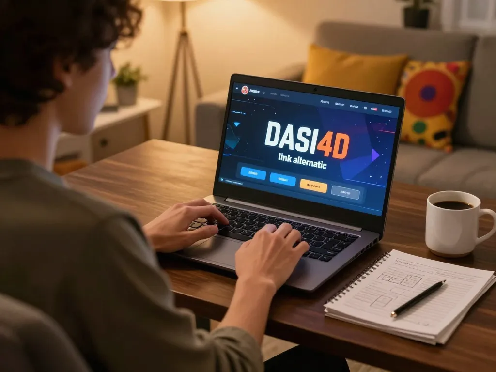 DASI4D link alternatif ditampilkan di layar laptop dengan pengaturan permainan rumah yang nyaman, mendukung perjudian yang bertanggung jawab.